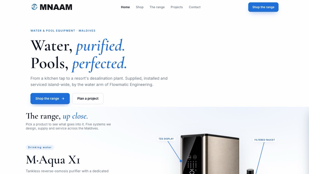 MNAAM water company marketing site